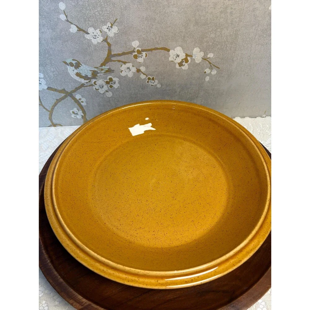 VTG Over and Back Ceramic Pumpkin Pie Dish Covered Casserole Baker Harvest Fall